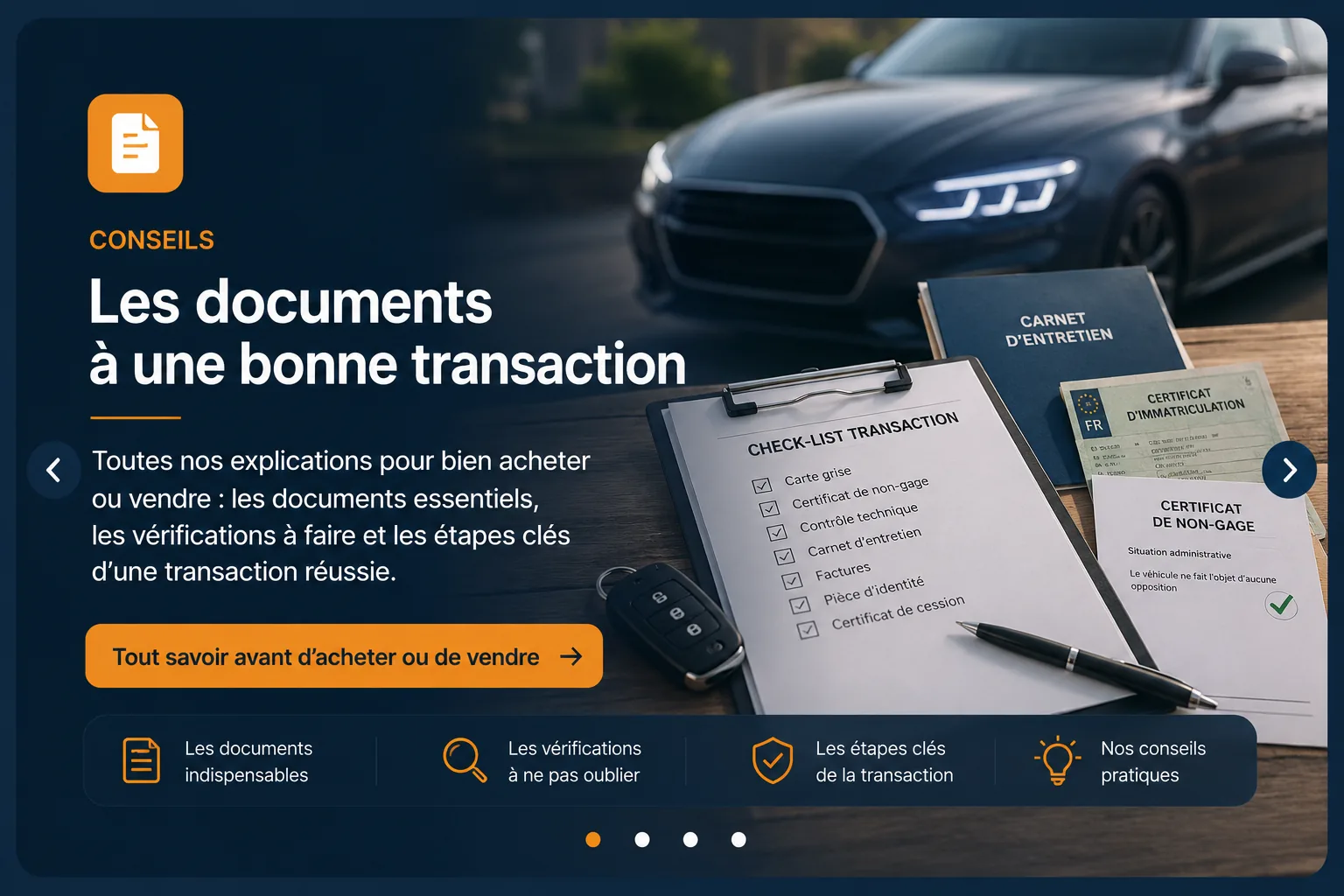 Documents pour une transaction auto
