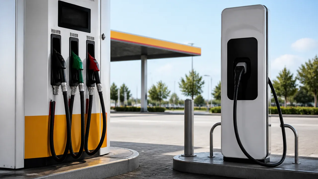Image générée par intelligence artificielle Carburant et recharge moins chers — illustration générée par IA